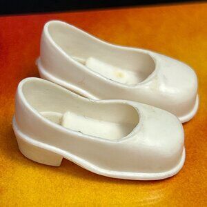 Vintage Sindy Doll White Court Shoes Chunky Slip on Society Miss 1970s